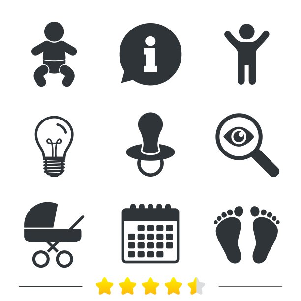 婴儿婴儿图标童车和虚拟符号图片下载