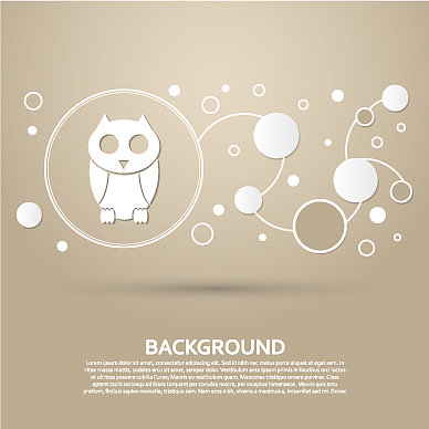 可爱的猫头鹰卡通人物图标上的棕色图片下载