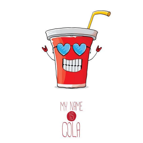 有趣的卡通可爱的红色纸可乐杯图片下载