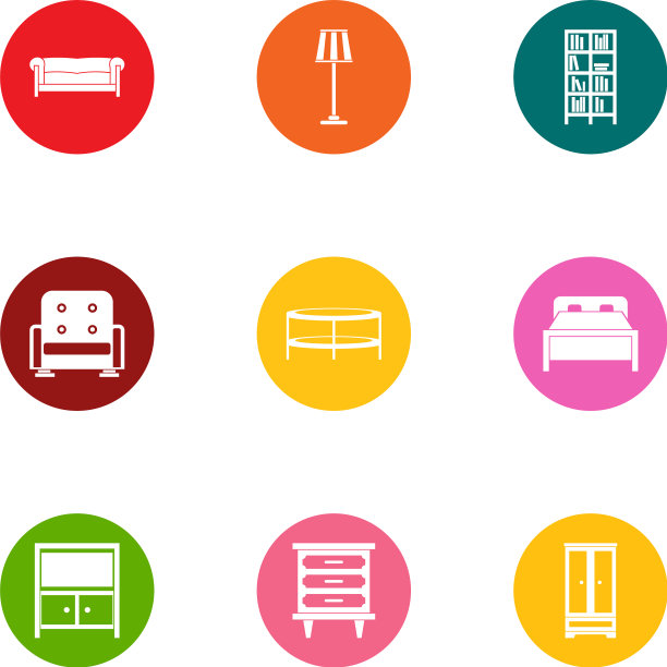 躺椅图标设置平面风格图片下载