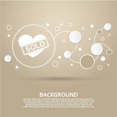 心形图标上的棕色背景与优雅图片下载