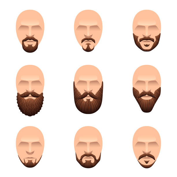 潮人胡子和胡子图标集图片下载