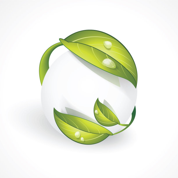 带有绿色叶子的抽象球体图标图片下载