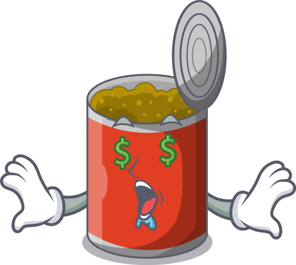 钱眼罐头食品上的桌布卡通图片下载