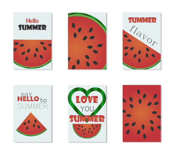 一套明亮的夏日卡片图片下载