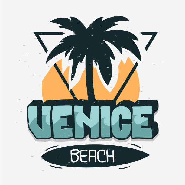 加州洛杉矶威尼斯海滩的一棵棕榈树图片下载