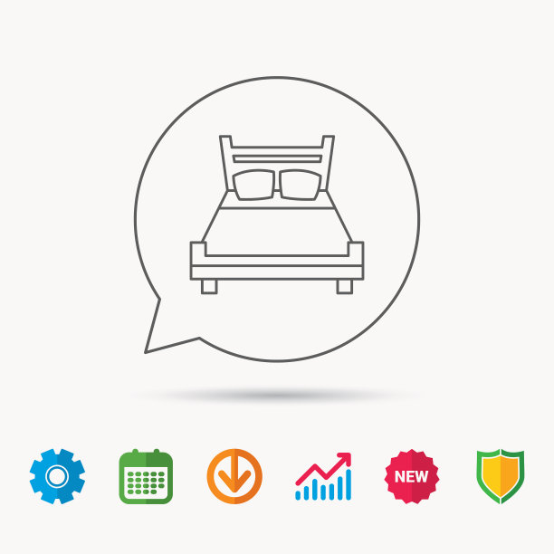 双人床睡眠符号图标图片下载