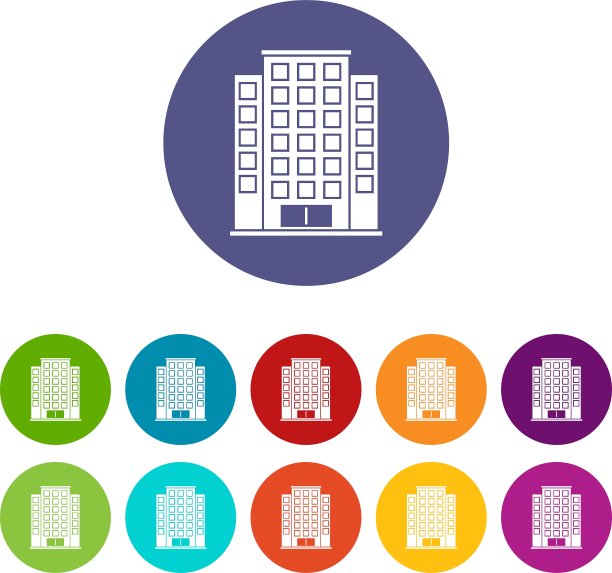 摩天大楼设置图标图片下载