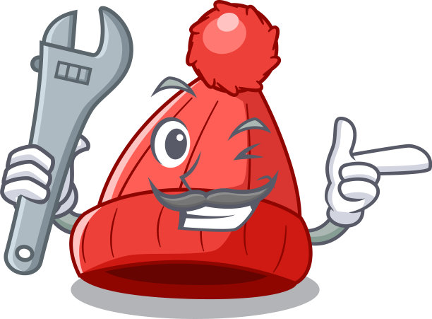 机械无檐帽孤立的吉祥物图片下载