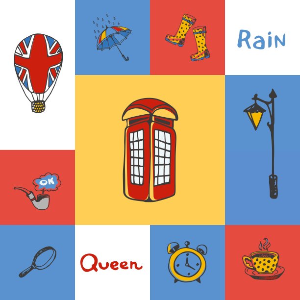 英国方形涂鸦概念图片下载