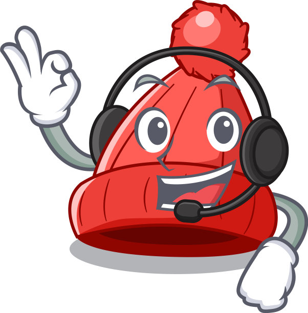 与耳机无檐帽隔离吉祥物图片下载