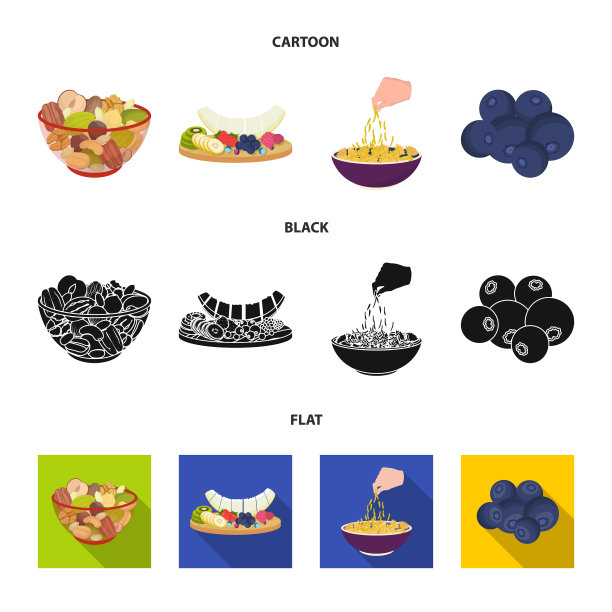 各种坚果，水果和其他食品的食品套装图片下载