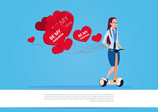 骑着心形气球的女人图片下载