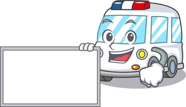 配有车载救护人物卡通风格图片下载