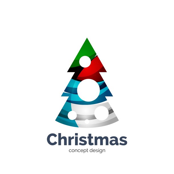 抽象的几何圣诞树图标图片下载