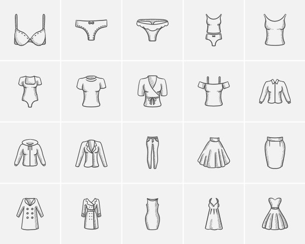 女装素描图标集图片下载