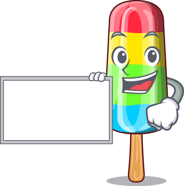 用板子上彩色的冰淇淋棒子上的卡通图片下载