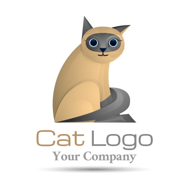 宠物猫彩色3d体积标志设计公司图片下载