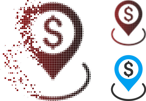 分解像素半色调美元位置图标图片下载