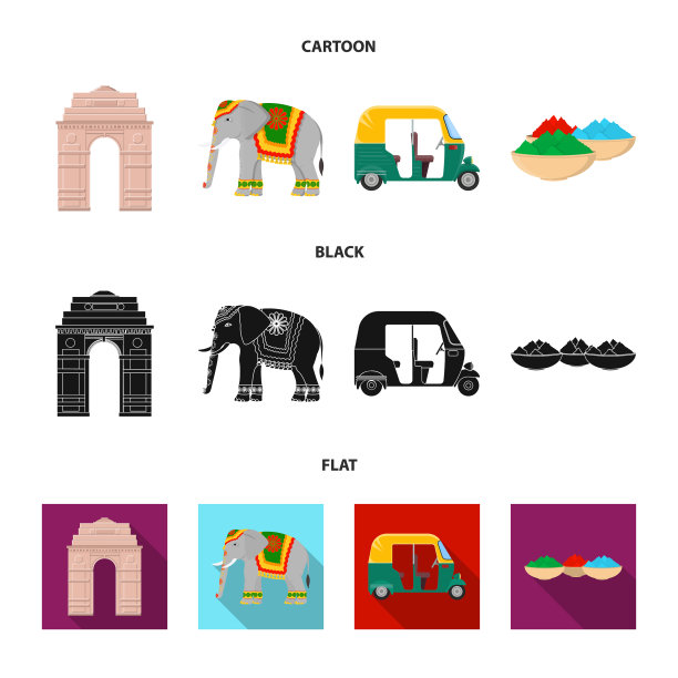 国家印度卡通黑平图标设置图片下载