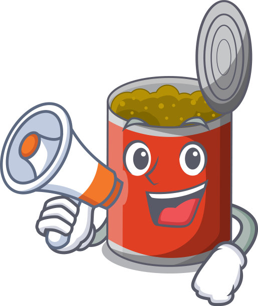 用扩音器字符把罐头食品隔离开图片下载