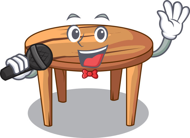 在厨房里唱歌的卡通木制餐桌图片下载