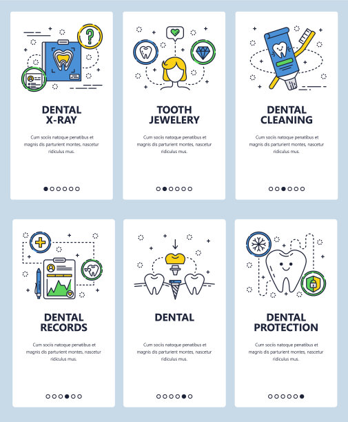 线条艺术网页和移动应用程序模板集图片下载