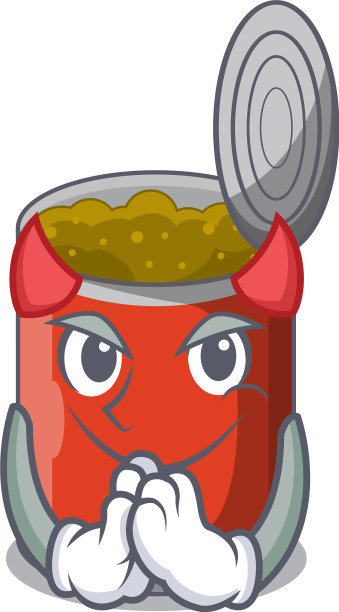 桌上的魔鬼罐头食品卡通图片下载