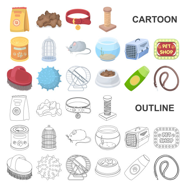 宠物商店卡通图标集合图片下载