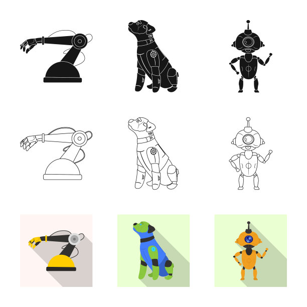 机器人和工厂图标集图片下载