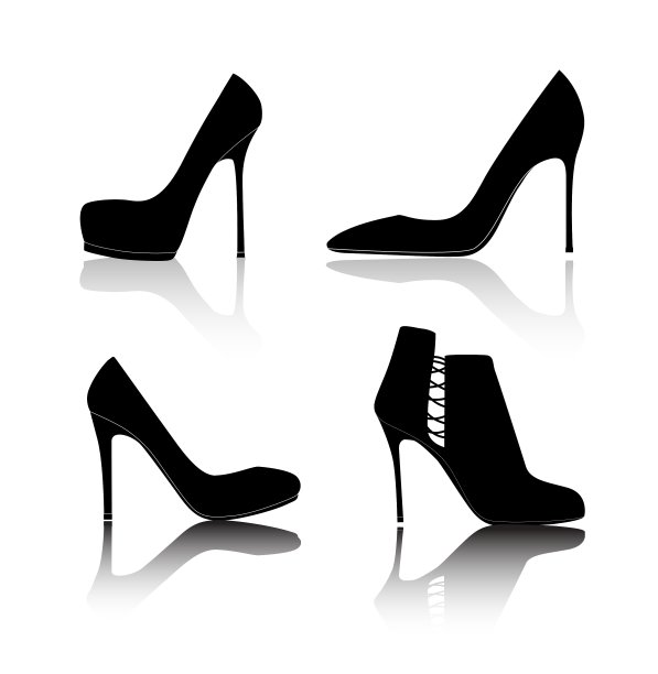白色背景上的鞋子剪影图片下载