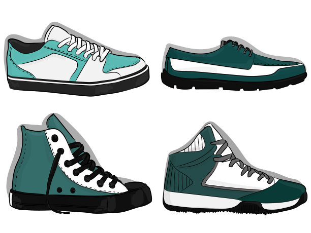 一套蓝色和深蓝色的运动鞋eps图片下载