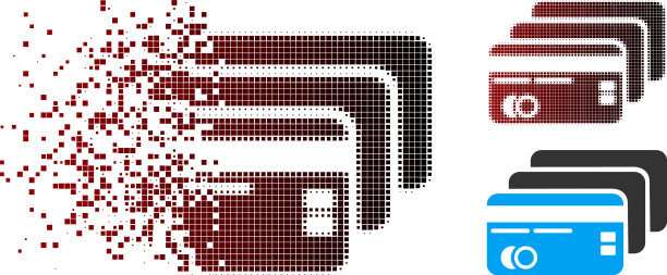 支离破碎的像素半色调银行卡图标图片下载