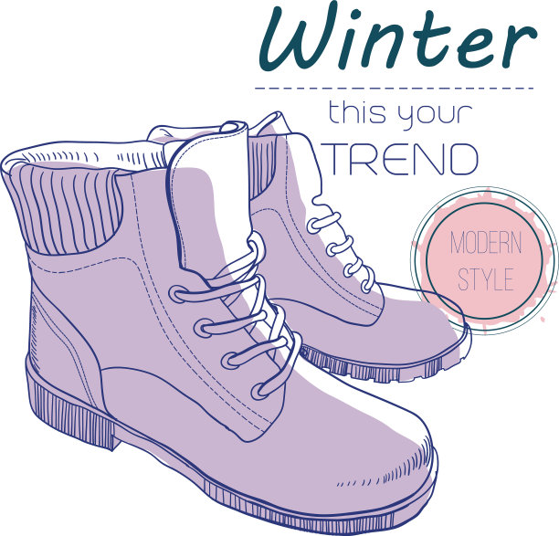 靴子鞋为冬季海报复古风格设计图片下载