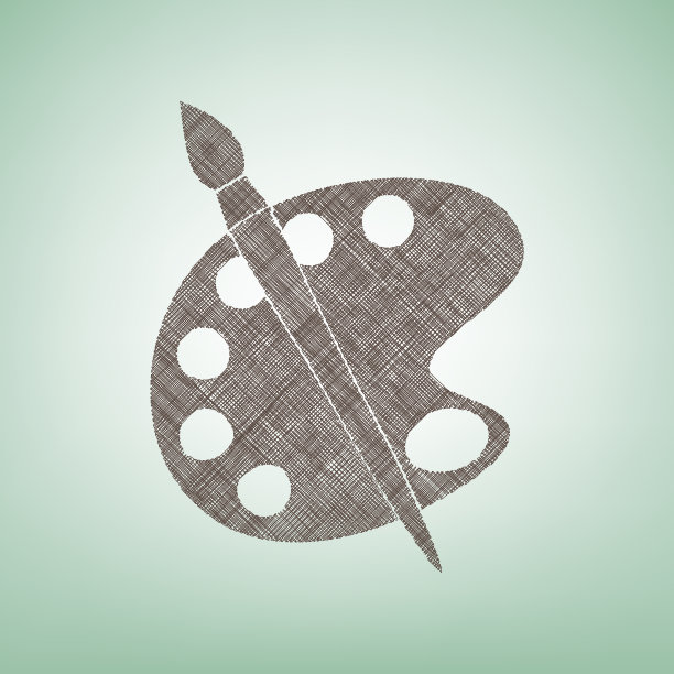 调色板和刷子标志棕色亚麻图标上图片下载