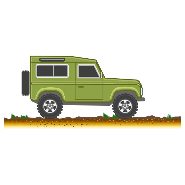 绿色复古越野车4x4图标彩色图片下载