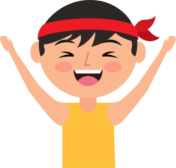 肖像卡通笑着的中国人的头图片下载