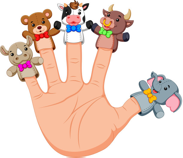 手戴可爱的5个手指木偶图片下载