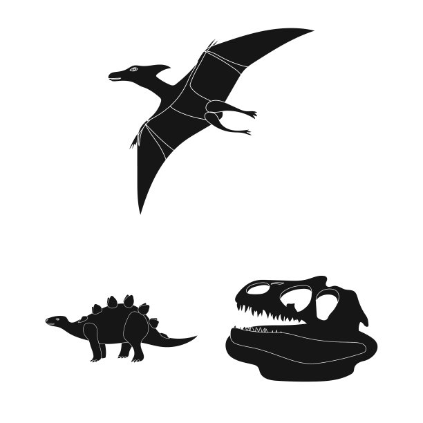 不同的恐龙黑色图标集合图片下载