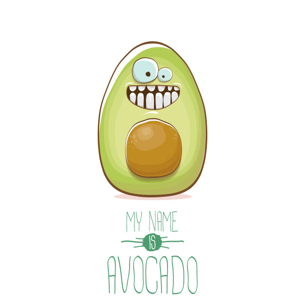 有趣的卡通可爱的绿色鳄梨角色图片下载