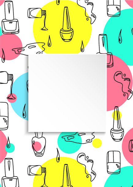 指甲横幅与涂鸦美甲图案的手图片下载