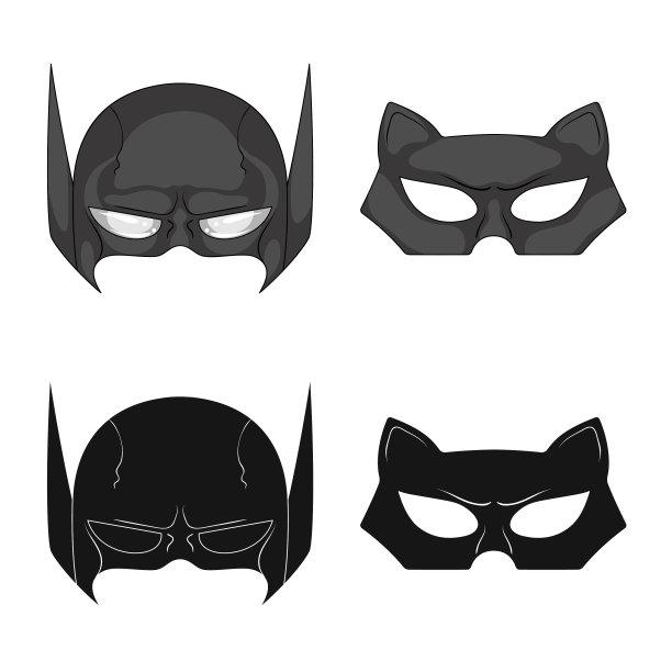 英雄的设计和英雄的面具符号集图片下载