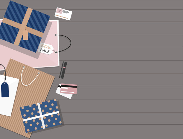 购物袋和其他木制背景图片下载