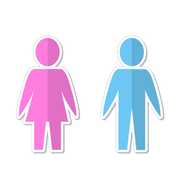 男女剪影蓝色背景图片下载