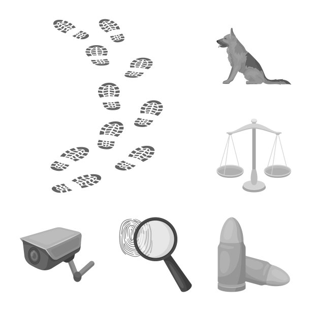 监狱和犯罪单色图标设置图片下载