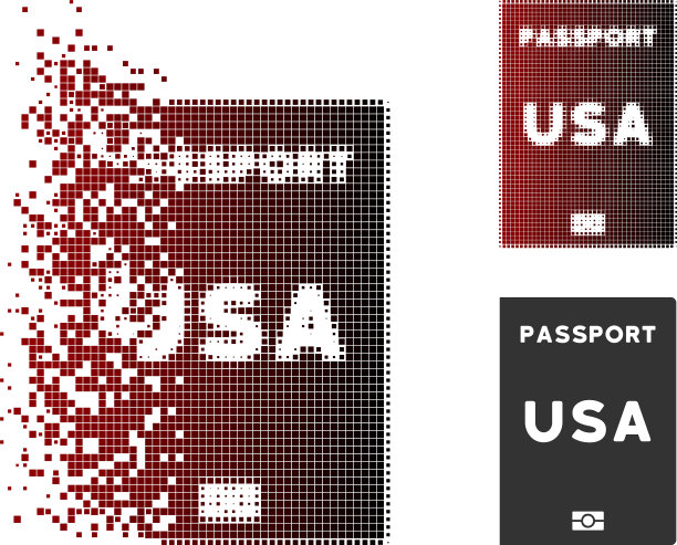 分解像素半色调美国护照图标图片下载