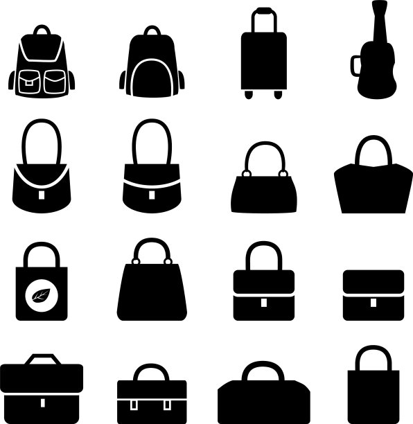 一套轮廓风格的包图标图片下载