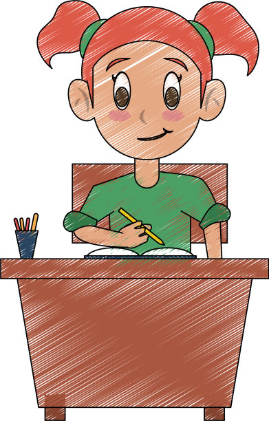 女学生在书桌上图片下载