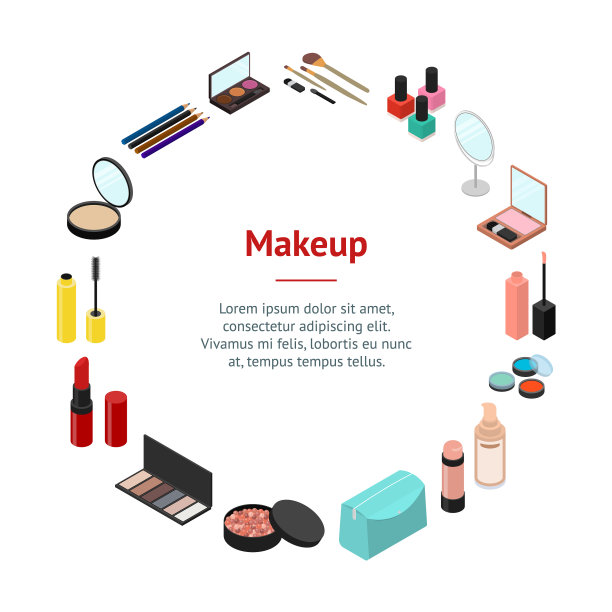 化妆品横幅卡圆等距图片下载