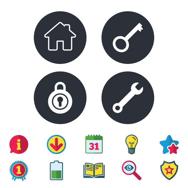 Home键图标扳手服务工具符号图片下载